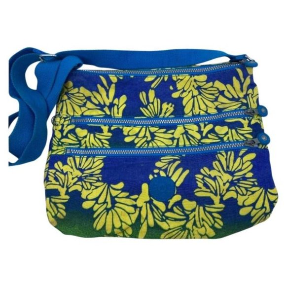 Kipling Handbags - KIPLING Medium Blue Yellow Nylon Crossbody Bag
